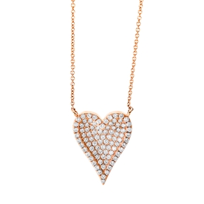 Pavé Collier Herz aus 750 Gold Rotgold 89 Brillanten 0,51ct TW-SI L:45,7cm