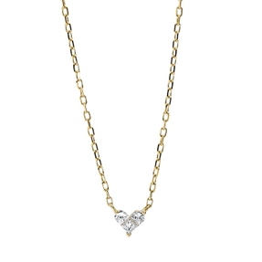 Collier Herz aus 750 Gelbgold 3 Diamanten Fanatsy-Schliff 0,14ct TW-SI L:45,7cm