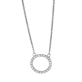 Collier Kreis aus 750 Gold Weißgold 24 Brillanten 0,11ct TW-SI L:45cm