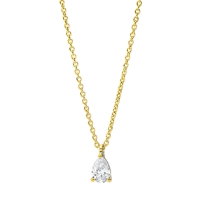 Solitaire Collier aus 750 Gelbgold Diamant Tropfen-Schliff 0,2ct TW-SI L:45cm