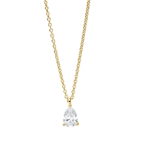 Solitaire Collier aus 750 Gelbgold Diamant Tropfen-Schliff 0,25ct TW-SI L:45cm