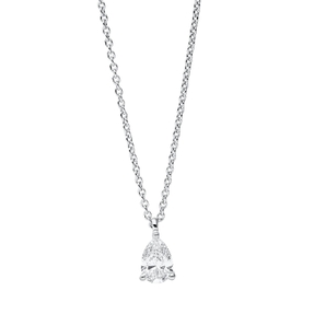 Solitaire Collier aus 750 Weißgold Diamant Tropfen-Schliff 0,25ct TW-SI L:45cm