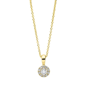 Collier aus 750 Gold Gelbgold 11 Diamanten 0,18ct TW-SI L:45cm