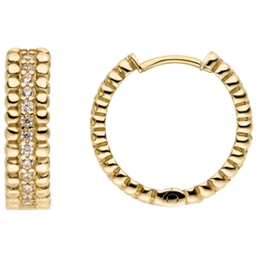 Ohrringe Creolen aus 333 Gold Gelbgold mit 52 Zirkonia Ø 17,3mm glänzend