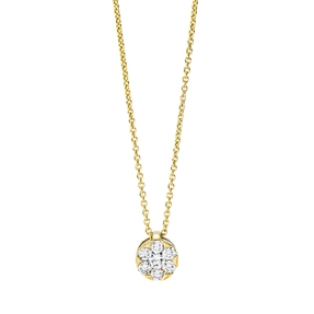 Collier aus 750 Gelbgold 6 Brillanten 0,18ct TW-SI 1 Brillant 0,08ct TW-SI L:45cm