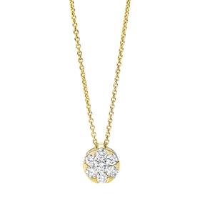 Collier Kreis 750 Gelbgold 6 Brillanten 0,27ct TW-SI 1 Brillant 0,1ct TW-SI L:45cm