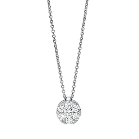 Collier Kreis 750 Weißgold 6 Brillanten 0,27ct TW-SI 1 Brillant 0,1ct TW-SI L:45cm