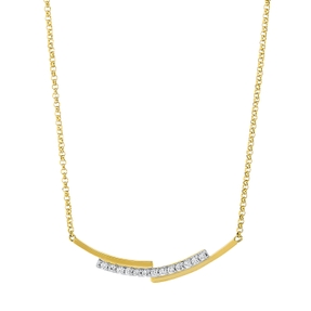 Collier aus 750 Gelbgold 13 Brillanten 0,1ct TW-PI L:45,7cm Fassung rhodiniert