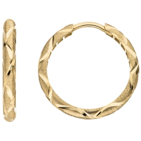 Ohrringe Creolen aus 333 Gold Gelbgold Ø 23mm mattiert diamantiert