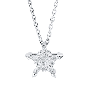 Collier Stern aus 750 Weißgold 5 Diamanten Fanatsy-Schliff 0,25ct F-FVSI L:42cm