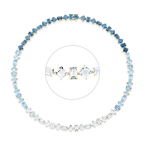 Collier aus 750 Gold Gelbgold 63 Topase 47,2ct London Blue L:40,8cm 4er-Krappe