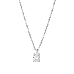 Solitaire Collier aus 750 Weißgold Diamant Oval-Schliff 0,3ct TW-VSI L:45cm