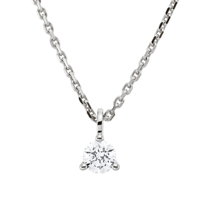 Solitaire Collier aus 750 Gold Weißgold Brillant 0,25ct TW-SI L:45cm 3er-Krappe