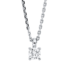 Solitaire Collier aus 750 Gold Weißgold Brillant 0,25ct TW-SI L:45cm 4er-Krappe