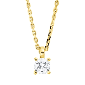 Solitaire Collier aus 750 Gold Gelbgold Brillant 0,31ct TW-SI L:45cm 4er-Krappe