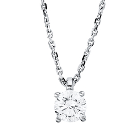 Solitaire Collier aus 750 Gold Weißgold Brillant 1ct TW-SI L:45cm 4er-Krappe