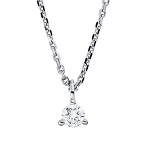 Solitaire Collier aus 750 Gold Weißgold Brillant 0,15ct TW-SI L:45cm 3er-Krappe