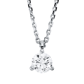 Solitaire Collier aus 750 Gold Weißgold Brillant 0,7ct F-SI L:45cm 3er-Krappe