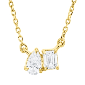 Collier aus 750 Gold Gelbgold 2 Diamanten 0,29ct TW-SI L:45cm