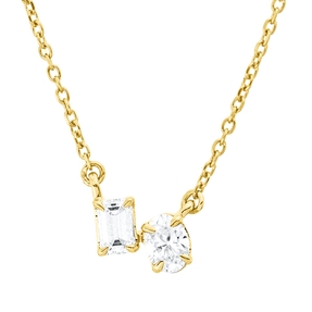 Collier aus 750 Gold Gelbgold 2 Diamanten 0,28ct TW-SI L:45cm