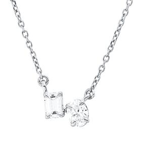 Collier aus 750 Gold Weißgold 2 Diamanten 0,31ct TW-SI L:45cm