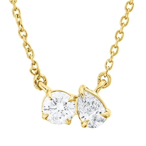 Collier aus 750 Gold Gelbgold 2 Diamanten 0,31ct TW-SI L:45cm