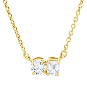 Collier aus 750 Gold Gelbgold 2 Diamanten 0,28ct TW-SI L:45cm