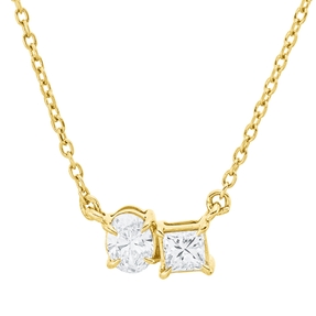 Collier aus 750 Gold Gelbgold 2 Diamanten 0,29ct TW-SI L:45cm