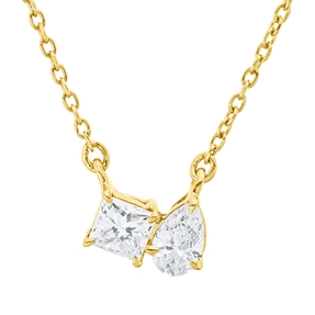 Collier aus 750 Gold Gelbgold 2 Diamanten 0,33ct TW-SI L:45cm