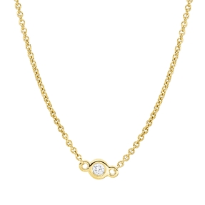 Collier aus 750 Gold Gelbgold 7 Brillanten 0,22ct W-SI L:45cm Zarge