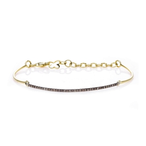 Armband aus 585 Gold gelb/weiß 38 Brillanten 0,24ct braun B:1,5mm L:18cm