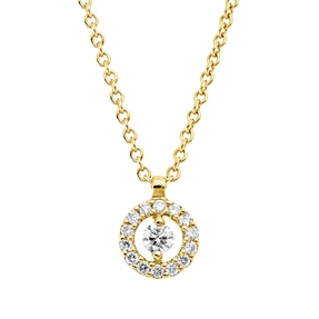 Collier aus 750 Gold Gelbgold 15 Brillanten 0,08ct TW-SI L:42cm
