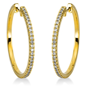 Creolen aus 750 Gold Gelbgold 58 Brillanten 0,38ct TW-SI 26,2x1,6mm