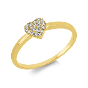 Ring Herz aus 750 Gold Gelbgold 19 Brillanten 0,09ct TW-SI B:5,4mm