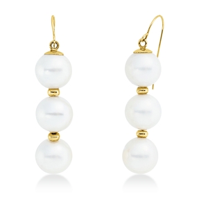 Ohrhänger aus 585 Gelbgold 9,5mm Süßwasser-Perlen barock 44,5x9,7mm