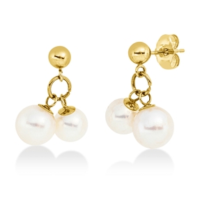 Ohrstecker aus 585 Gelbgold 2 Süßwasser-Perlen 6mm 2 Süßwasser-Perlen 7mm