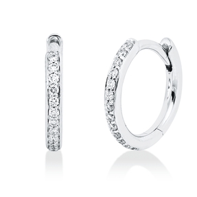 Creolen aus 750 Gold Weißgold 26 Brillanten 0,1ct TW-SI 11,6x1,7mm