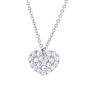 Collier Herz aus 750 Gold Weißgold 21 Brillanten 0,2ct TW-SI L:42cm