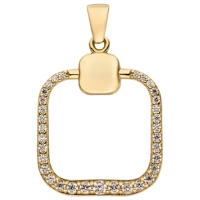 Anhänger aus 333 Gold Gelbgold mit 33 Zirkonia 23,2x17,9mm Quadrat abgerundet