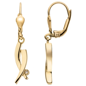 Ohrringe Ohrhänger aus 333 Gold Gelbgold mit Zirkonia 30,7x5,2mm Goldohrringe