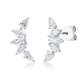 Ohrstecker aus 750 Gold Weißgold 10 Diamanten 1,14ct TW-SI 16,1x6mm