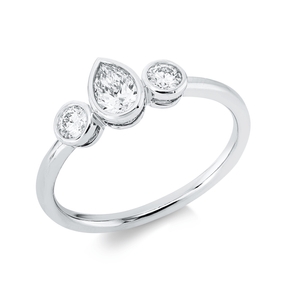 Ring aus 750 Gold Weißgold 3 Diamanten 0,44ct TW-SI B:6,6mm