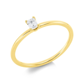 Solitaire Ring aus 750 Gelbgold Diamant Smaragd-Schliff 0,17ct TW-SI B:3,8mm