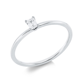 Solitaire Ring aus 750 Weißgold Diamant Smaragd-Schliff 0,17ct TW-SI B:3,8mm