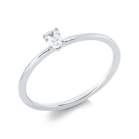 Solitaire Ring aus 750 Weißgold Diamant Oval-Schliff 0,14ct TW-SI B:4,1mm