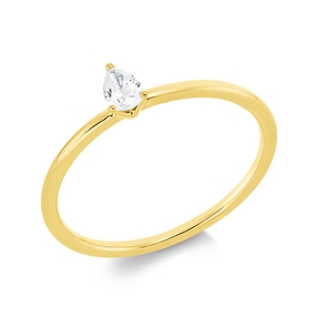 Solitaire Ring aus 750 Gelbgold Diamant Tropfen-Schliff 0,16ct TW-SI B:4,9mm