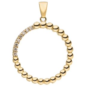 Anhänger Kreis Ø 21,4mm aus 333 Gold Gelbgold mit 8 Zirkonia Goldanhänger