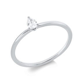 Solitaire Ring aus 750 Weißgold Diamant Tropfen-Schliff 0,16ct TW-SI B:4,9mm