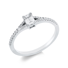 Ring aus 750 Gold Weißgold 29 Diamanten 0,42ct TW-SI B:3,6mm 4er-Krappe