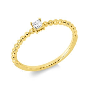 Ring aus 750 Gold Gelbgold Diamant Prinzess-Schliff 0,09ct TW-SI B:3,2mm